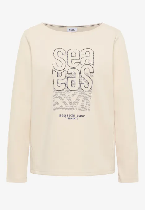 Shirt met borduursel pearl beige