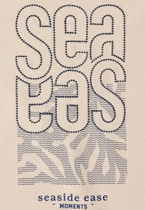 Shirt met borduursel pearl beige