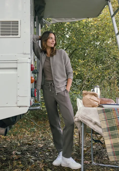 Gestreifte Jacke urban taupe