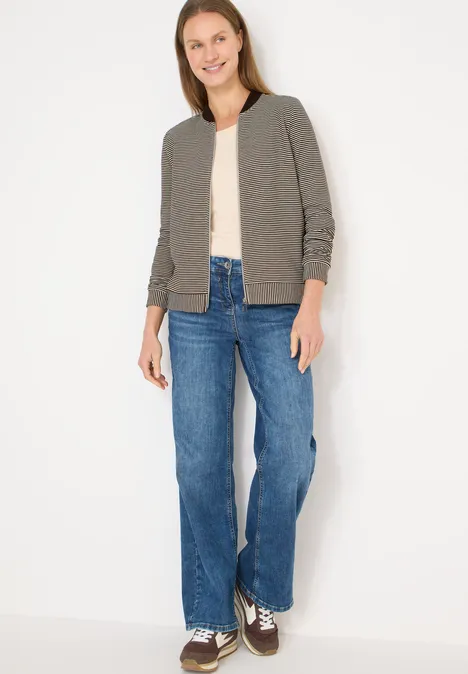 Gestreifte Jacke urban taupe