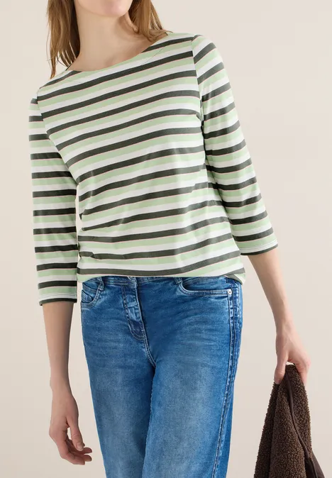 T-shirt à rayures khaki