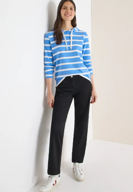 Bluza z kapturem w paski fountain blue