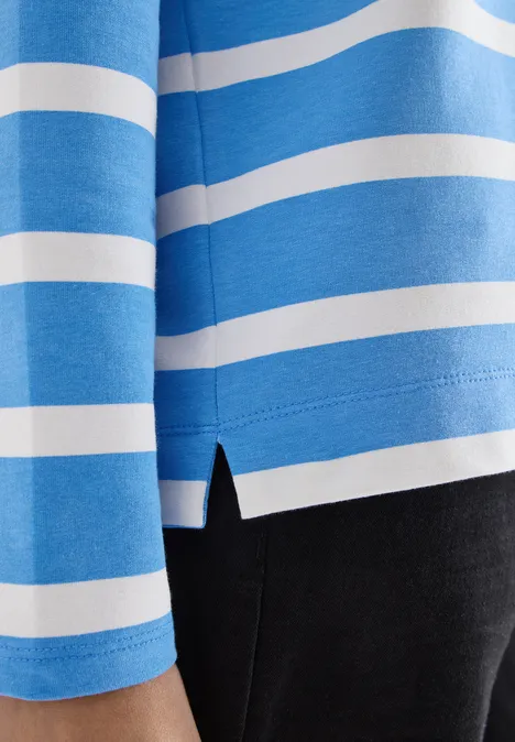 Bluza z kapturem w paski fountain blue