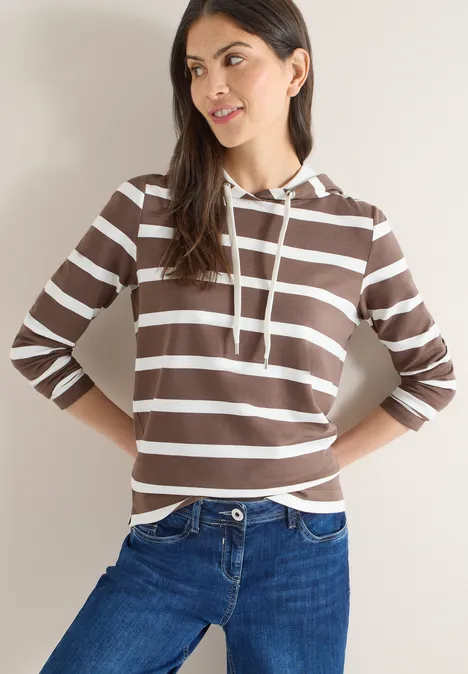 Bluza z kapturem w paski urban taupe