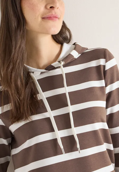 Bluza z kapturem w paski urban taupe