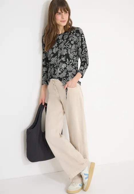 Wzorzysta koszulka raw khaki