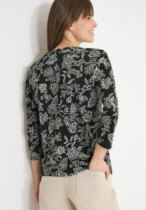 Wzorzysta koszulka raw khaki