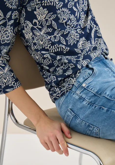 Wzorzysta koszulka sporty denim blue