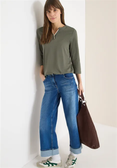 Shirt in Unifarbe khaki