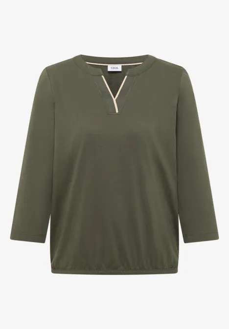 Shirt in Unifarbe khaki