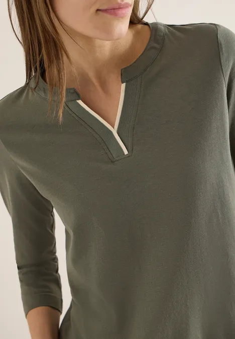 Shirt in Unifarbe khaki