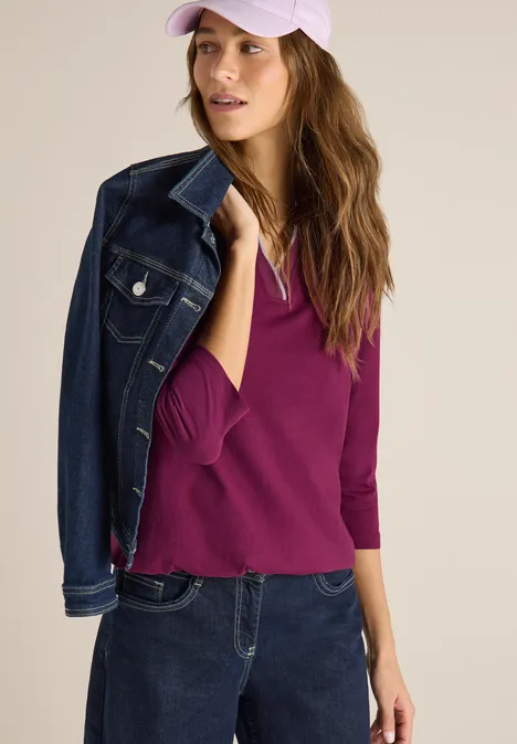 Shirt in Unifarbe magenta purple