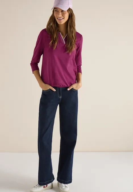 Shirt in Unifarbe magenta purple