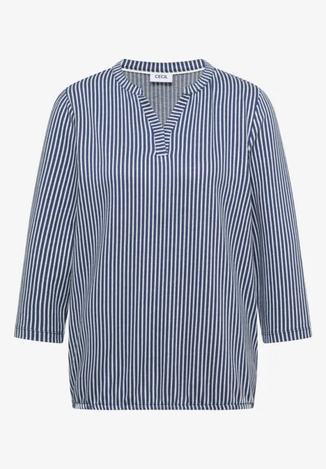 Gestreiftes Shirt sporty denim blue