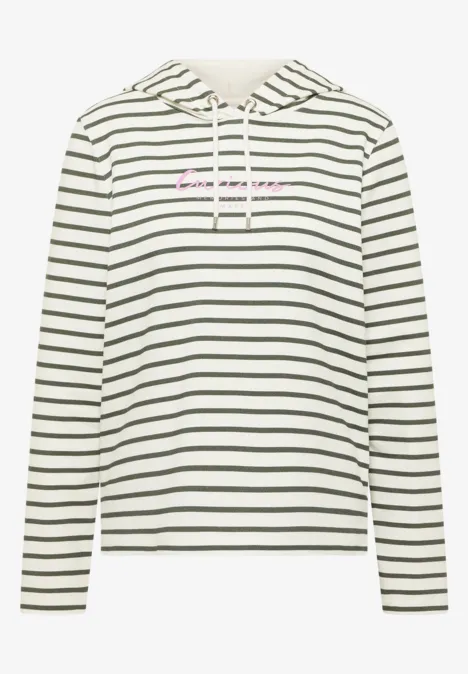 Gestreiftes Hoodie Shirt khaki