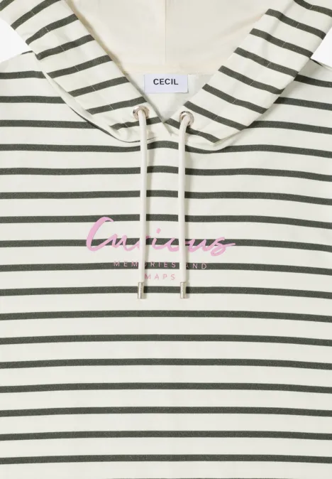 Gestreiftes Hoodie Shirt khaki