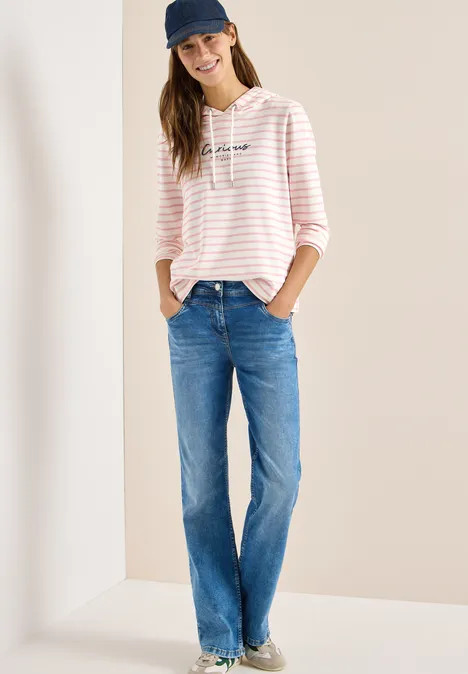 Sweat à capuche rayé light blush rose