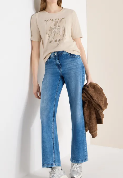 Shirt met print aan de voorkant pearl beige