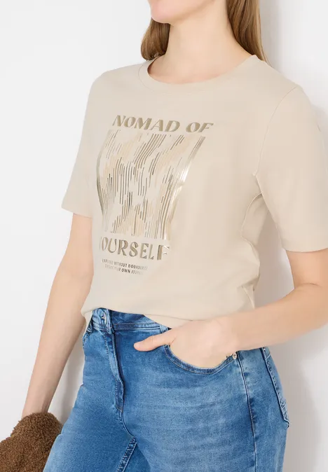 Shirt met print aan de voorkant pearl beige