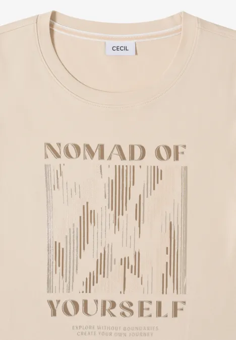 Shirt met print aan de voorkant pearl beige