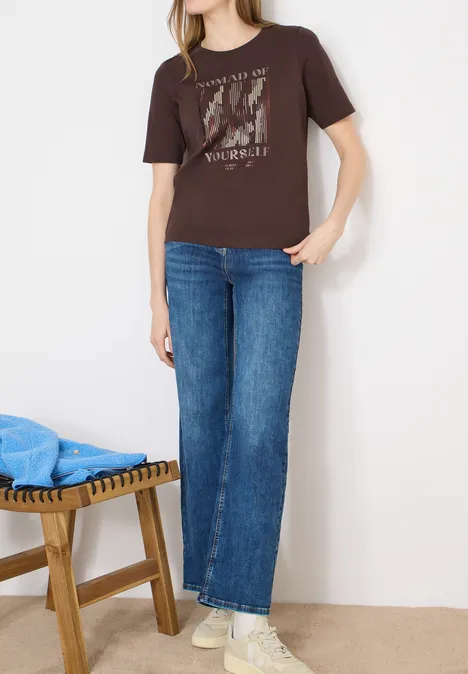 Shirt met print aan de voorkant macchiato brown