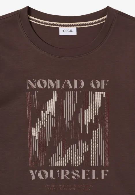 Shirt met print aan de voorkant macchiato brown