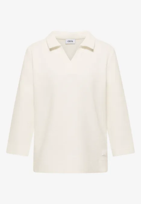 Poloshirt met structuur vanilla white