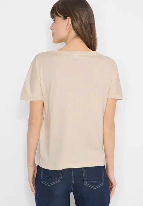 Shirt met foliedruk pearl beige