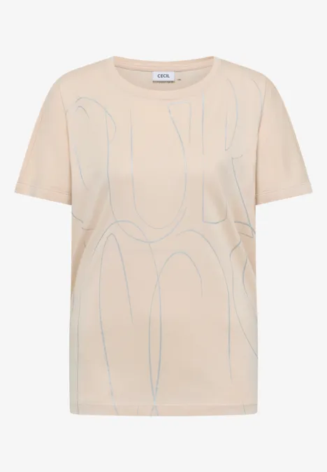 T-Shirt mit Folienprint pearl beige