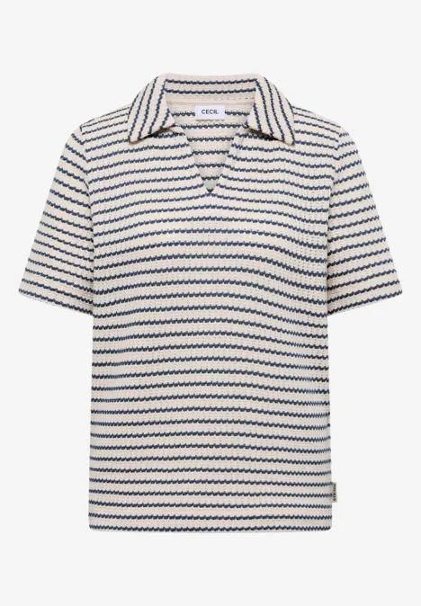 Gestreiftes Ajour Shirt sporty denim blue