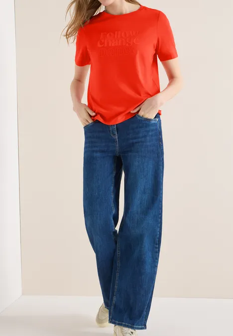 Shirt met print aan de voorkant cherry tomato orange