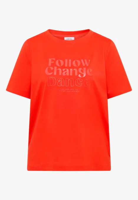 Shirt met print aan de voorkant cherry tomato orange
