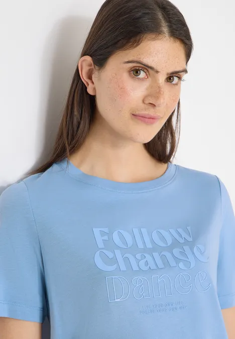 Shirt met print aan de voorkant cloud blue