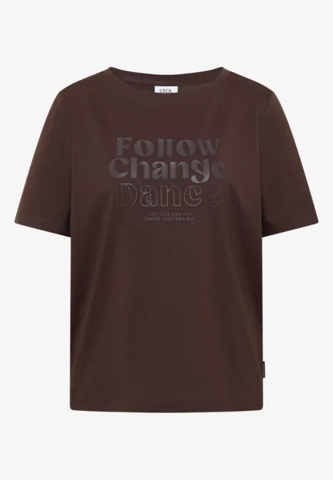 Shirt met print aan de voorkant macchiato brown