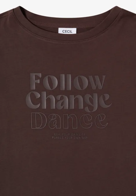 Shirt met print aan de voorkant macchiato brown