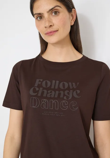 Shirt met print aan de voorkant macchiato brown