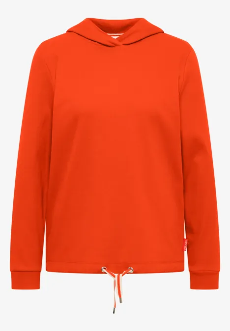 Hoodie ze strukturą w prążki cherry tomato orange