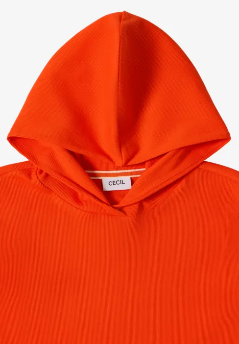 Hoodie ze strukturą w prążki cherry tomato orange