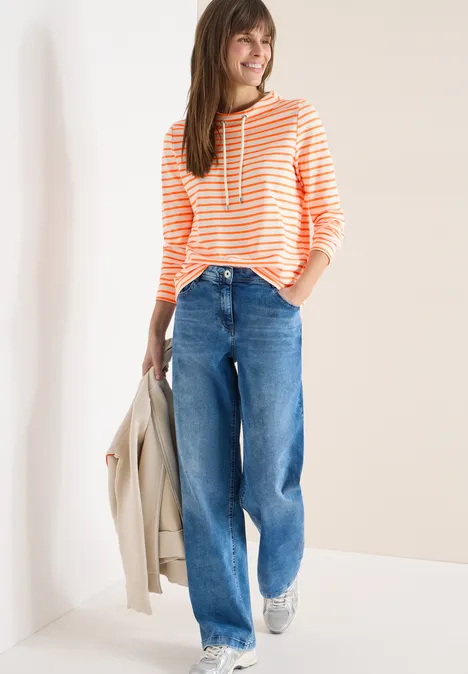 Gestreiftes Shirt pearl beige