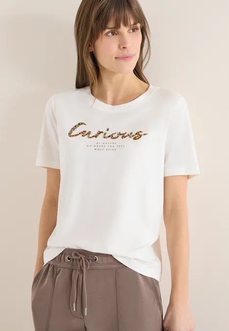 Shirt met print aan de voorkant vanilla white