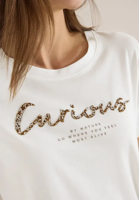 Shirt met print aan de voorkant vanilla white