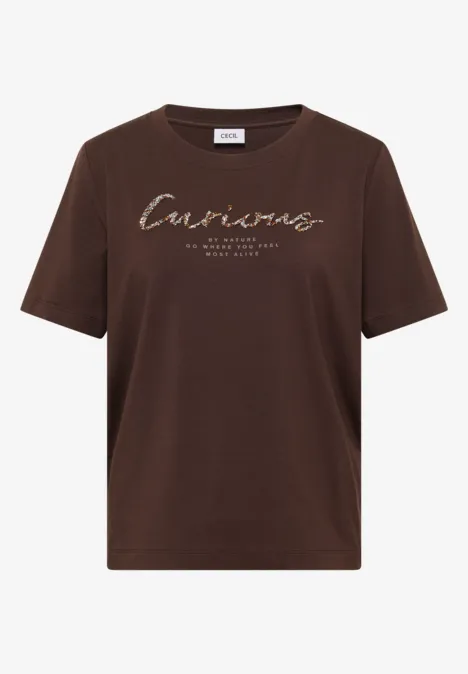 Shirt met print aan de voorkant macchiato brown