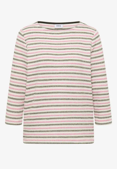 Gestreiftes Strukturshirt raw khaki