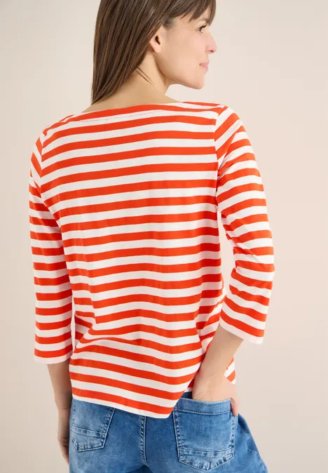 T-shirt de base rayé cherry tomato orange