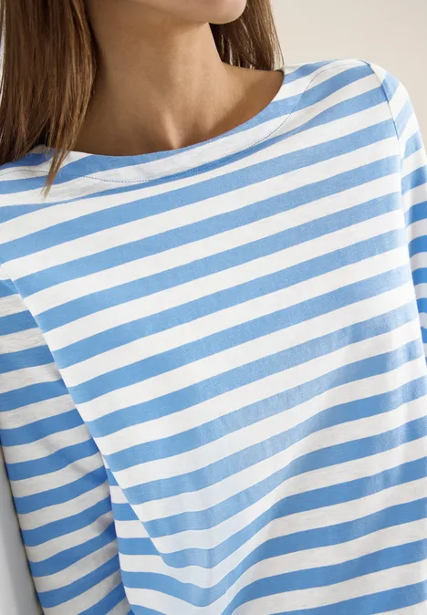 T-shirt de base rayé cloud blue