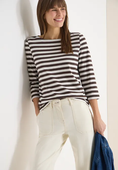 T-shirt de base rayé macchiato brown