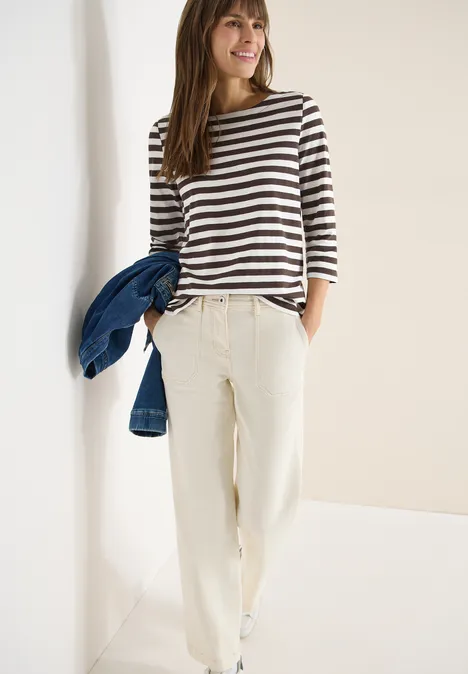 T-shirt de base rayé macchiato brown