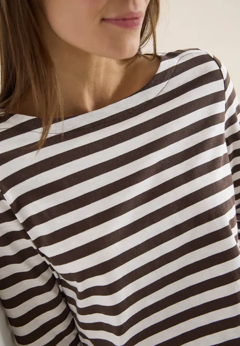 T-shirt de base rayé macchiato brown