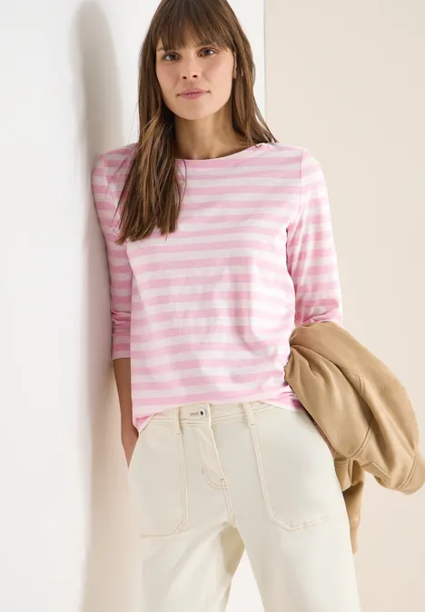 T-shirt de base rayé light blush rose