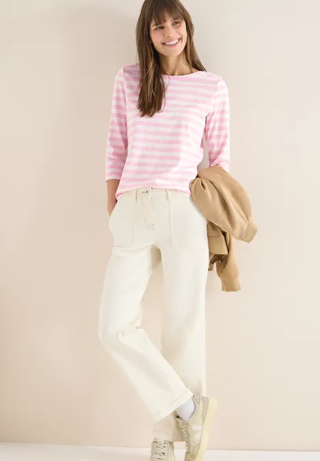 T-shirt de base rayé light blush rose
